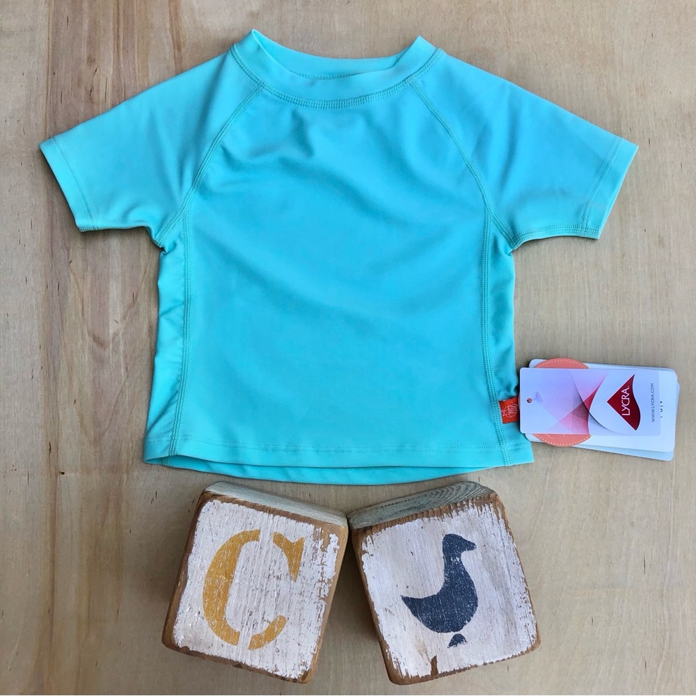 Lassig Boys Baby Aqua Short Sleeve Swim Rashguard Shirt size 6 months